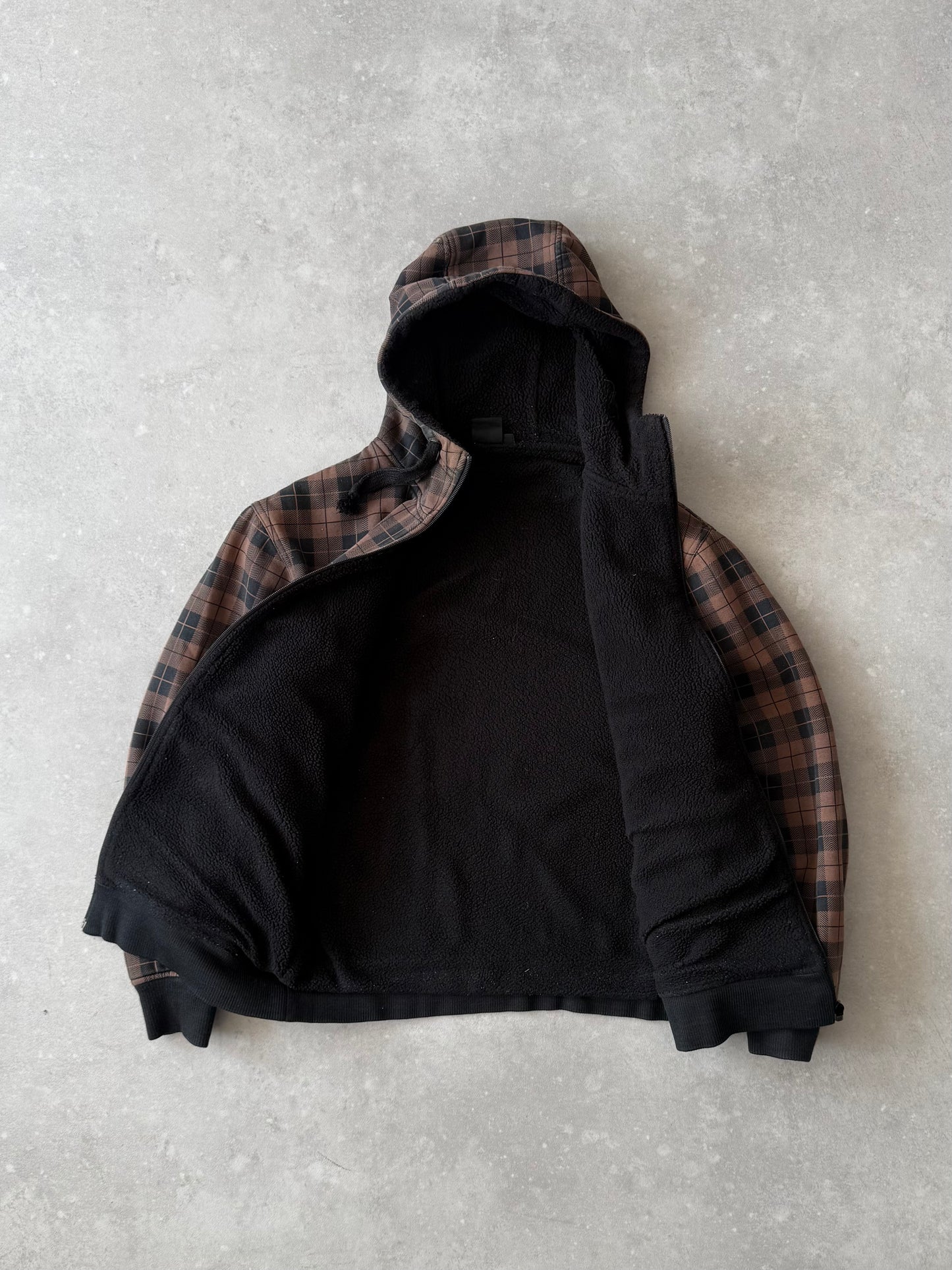 Vintage Quiksilver Plaid Fleece Hoodie (L)