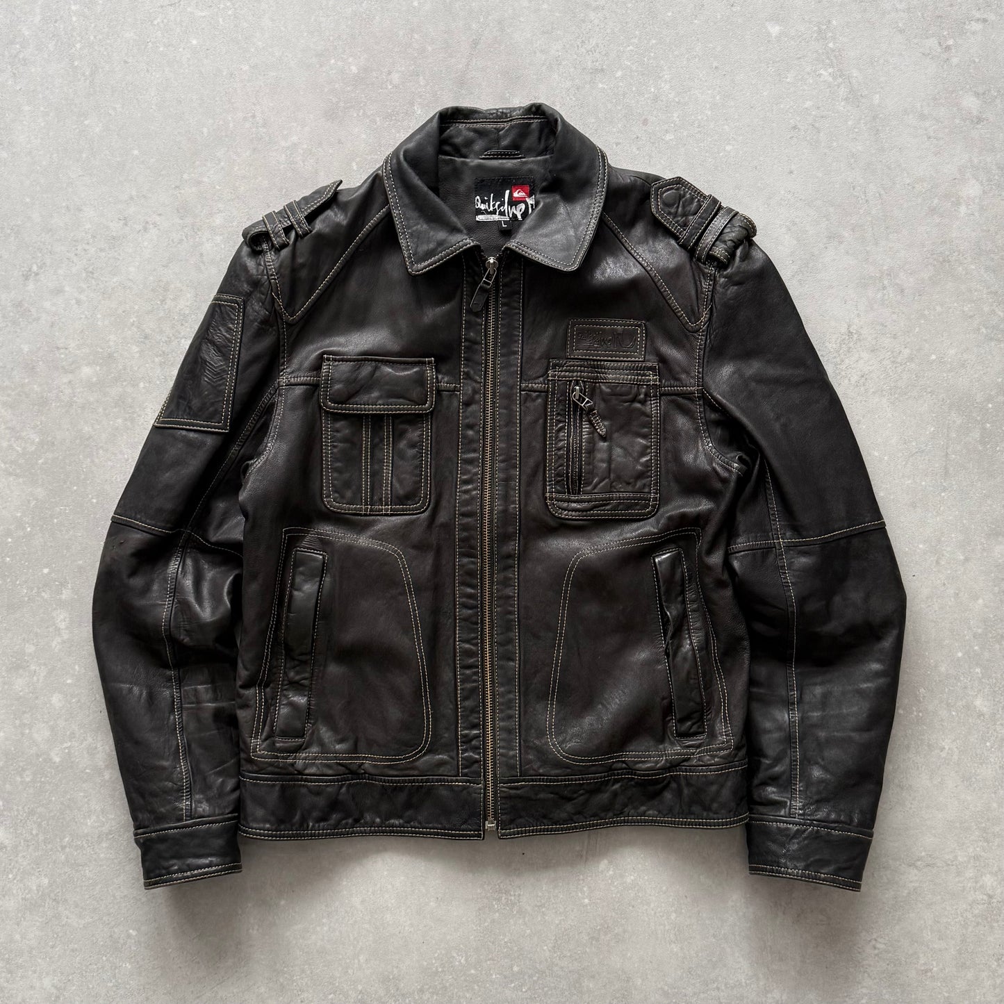 00's Quiksilver Leather Jacket (M)