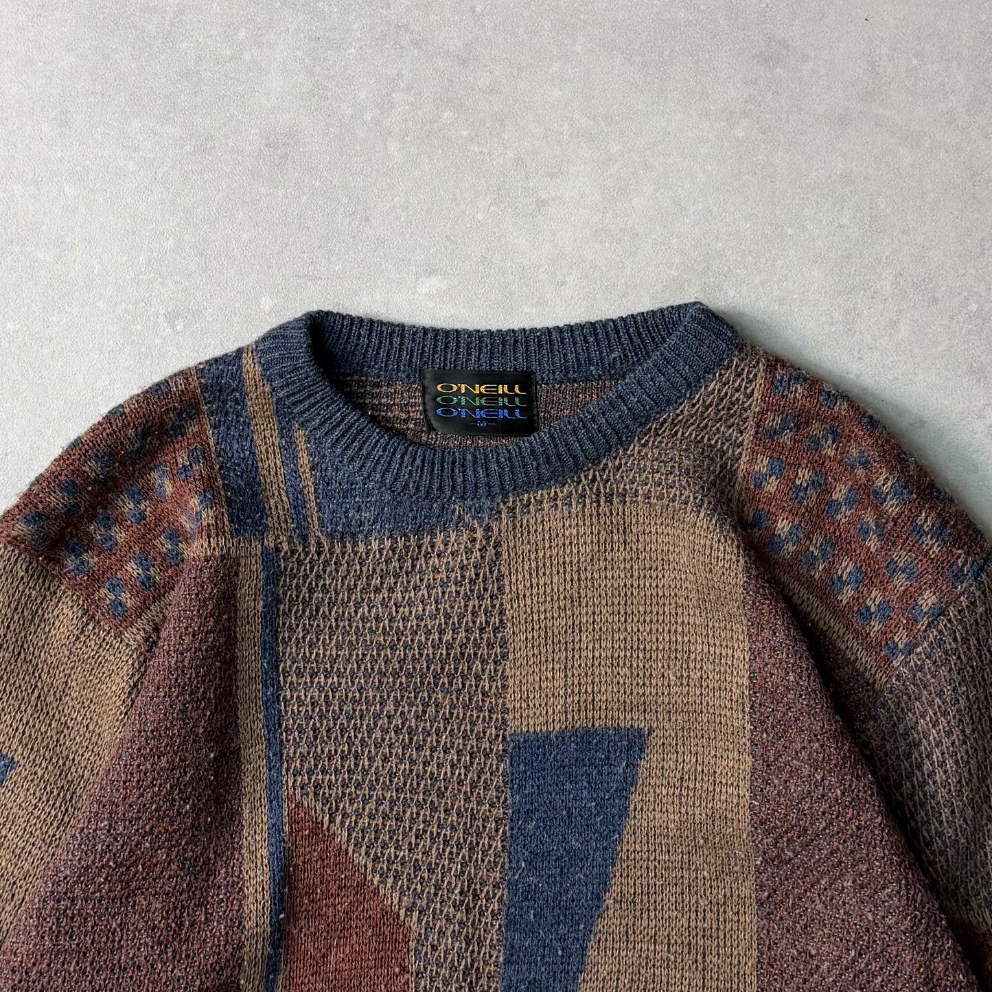 80's O'Neill Patchwork Knit Jumper (S)