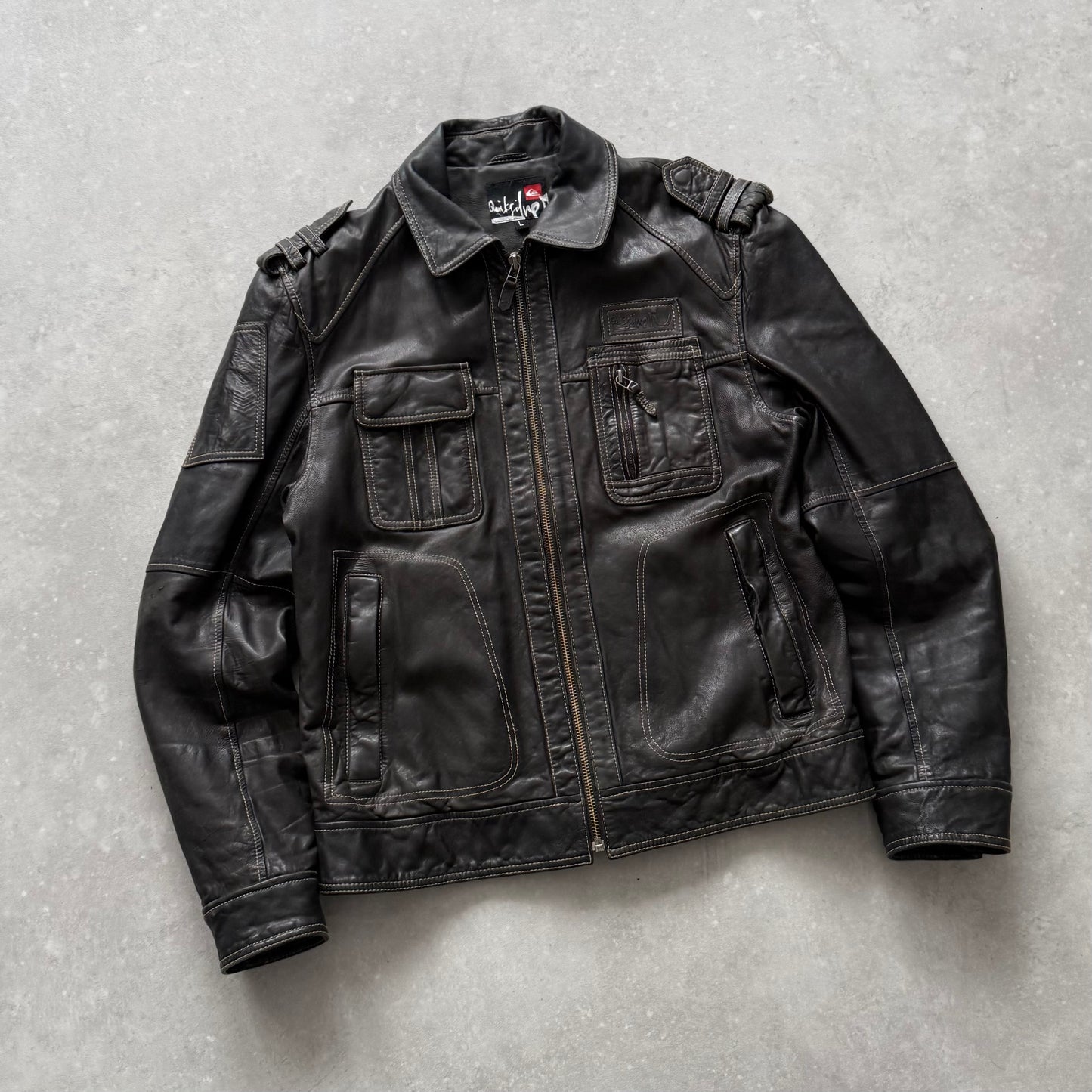 00's Quiksilver Leather Jacket (M)