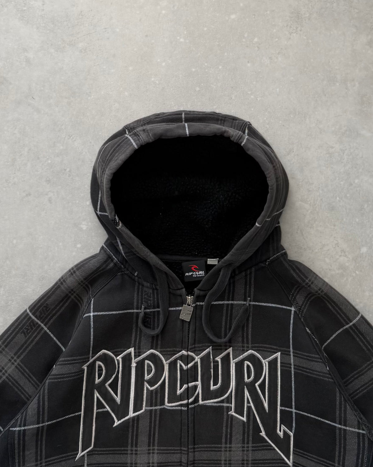 Vintage Rip Curl Plaid Full Zip Hoodie (XL)