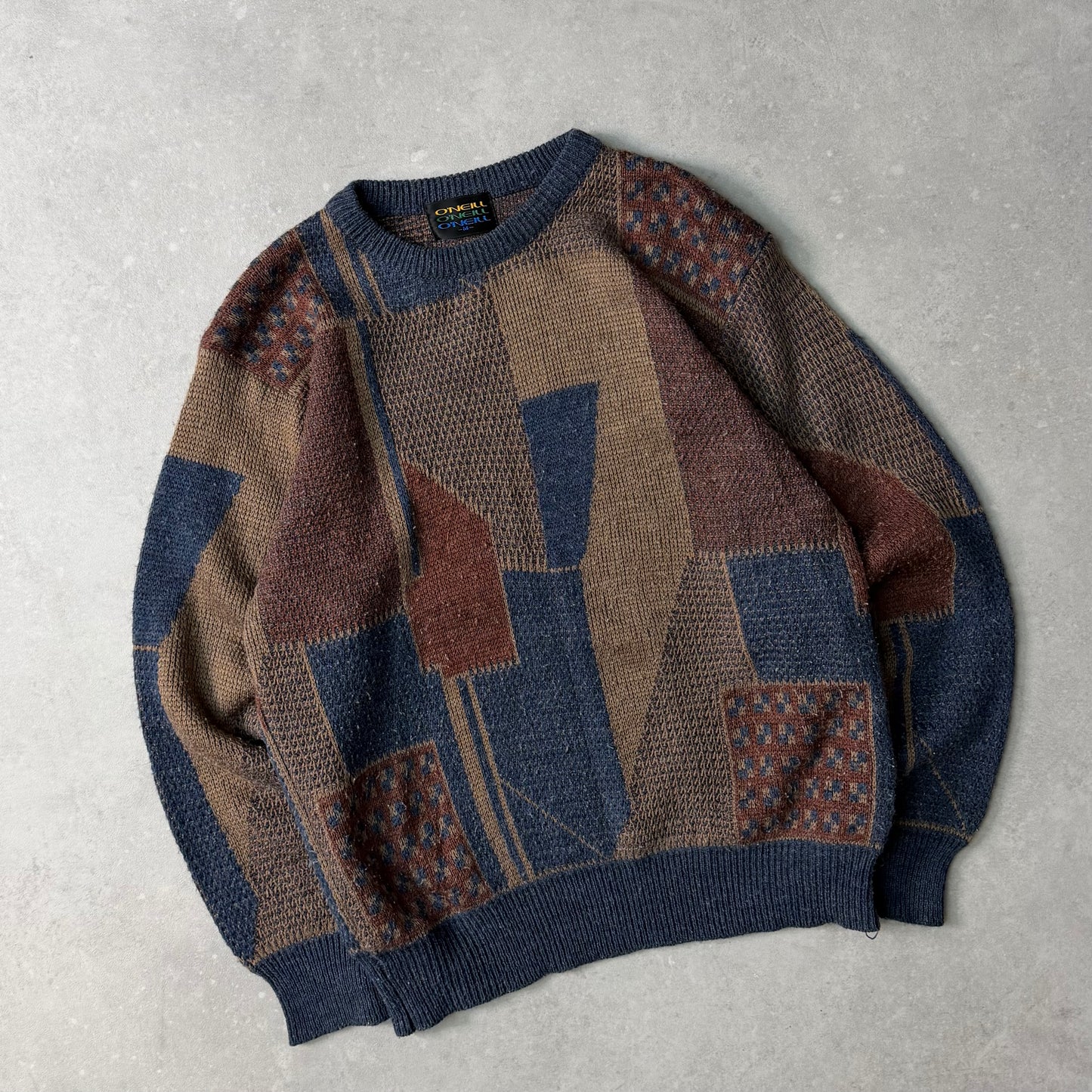 80's O'Neill Patchwork Knit Jumper (S)