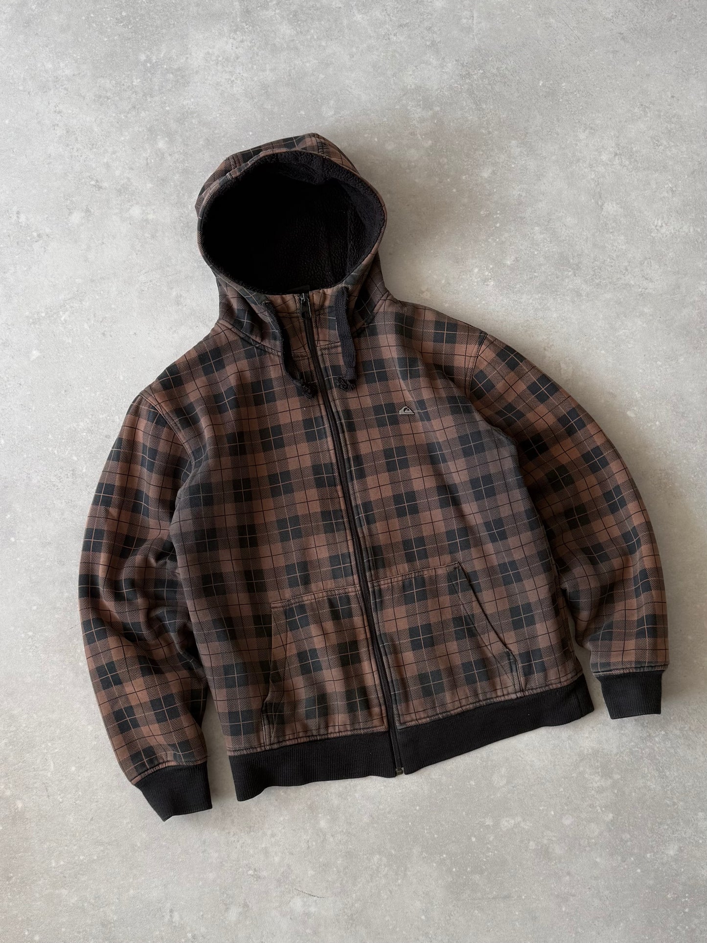 Vintage Quiksilver Plaid Fleece Hoodie (L)