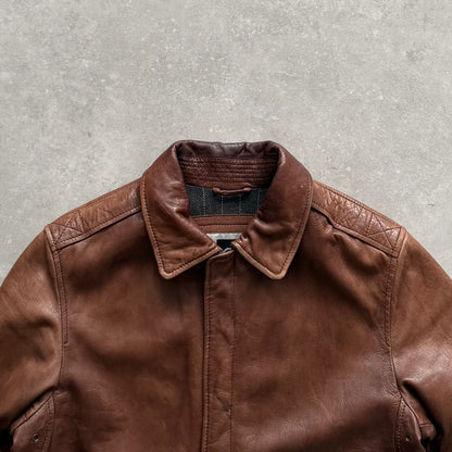00's Quiksilver  Leather Jacket (L)