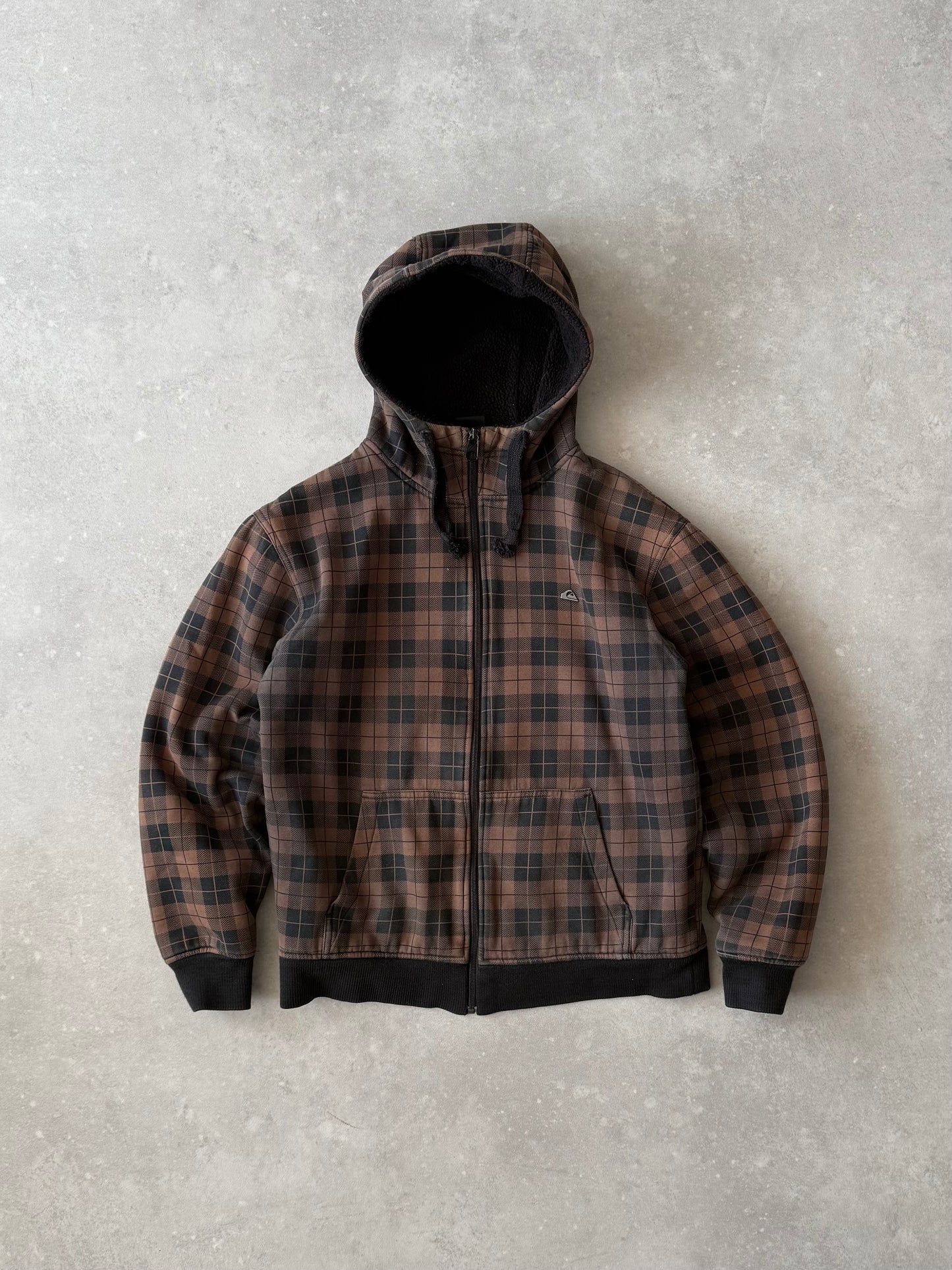 Vintage Quiksilver Plaid Fleece Hoodie (L)