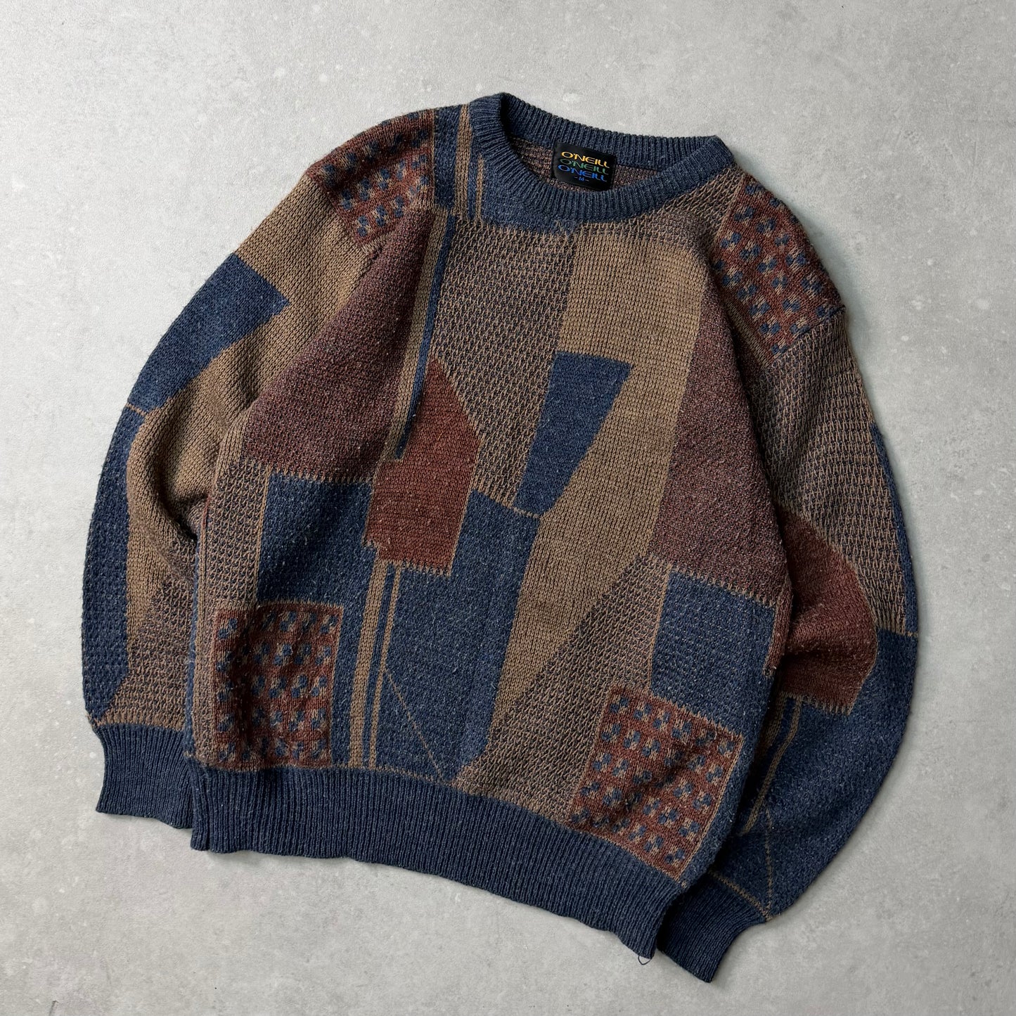 80's O'Neill Patchwork Knit Jumper (S)