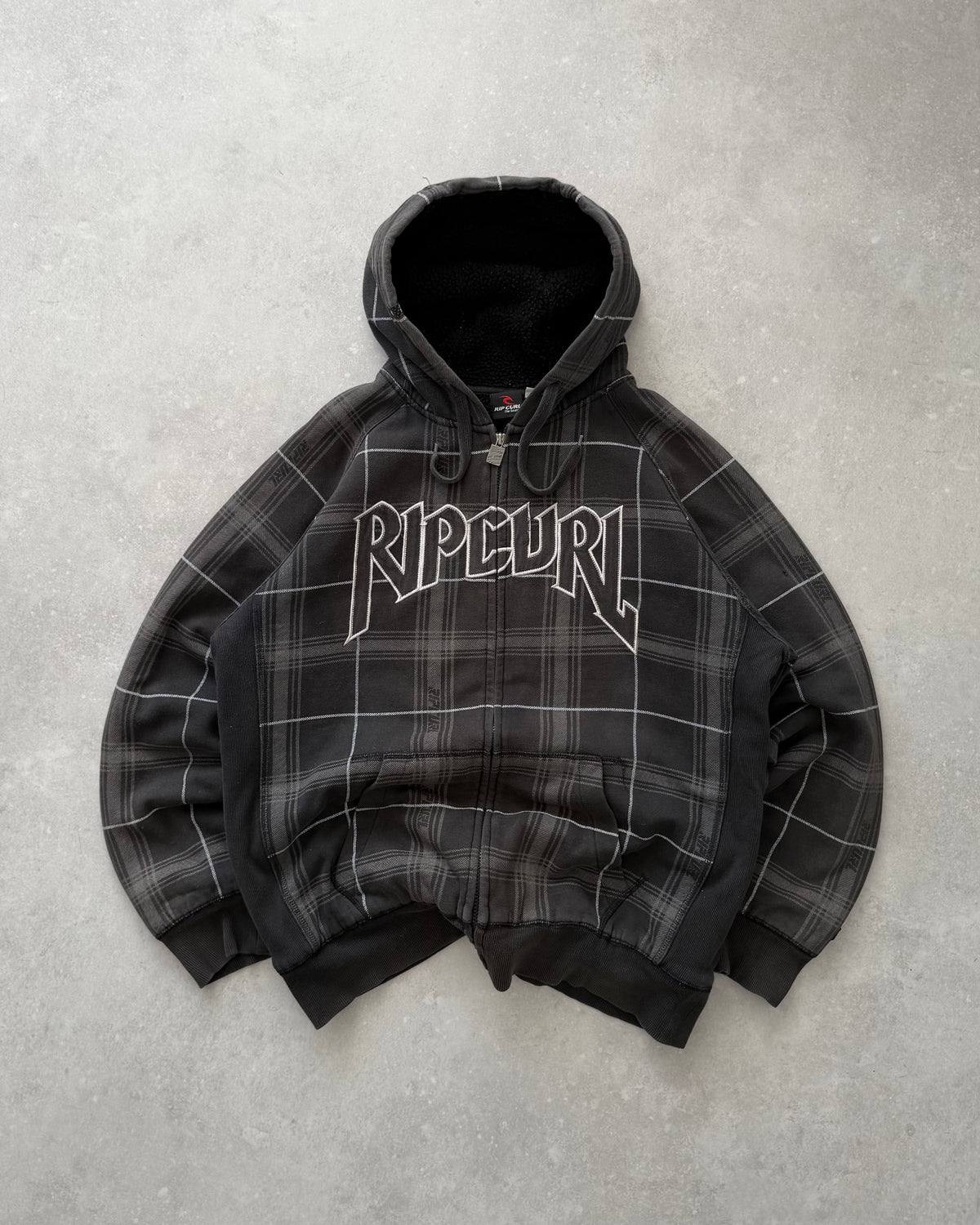 Vintage Rip Curl Plaid Full Zip Hoodie (XL)