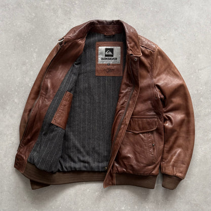 00's Quiksilver  Leather Jacket (L)