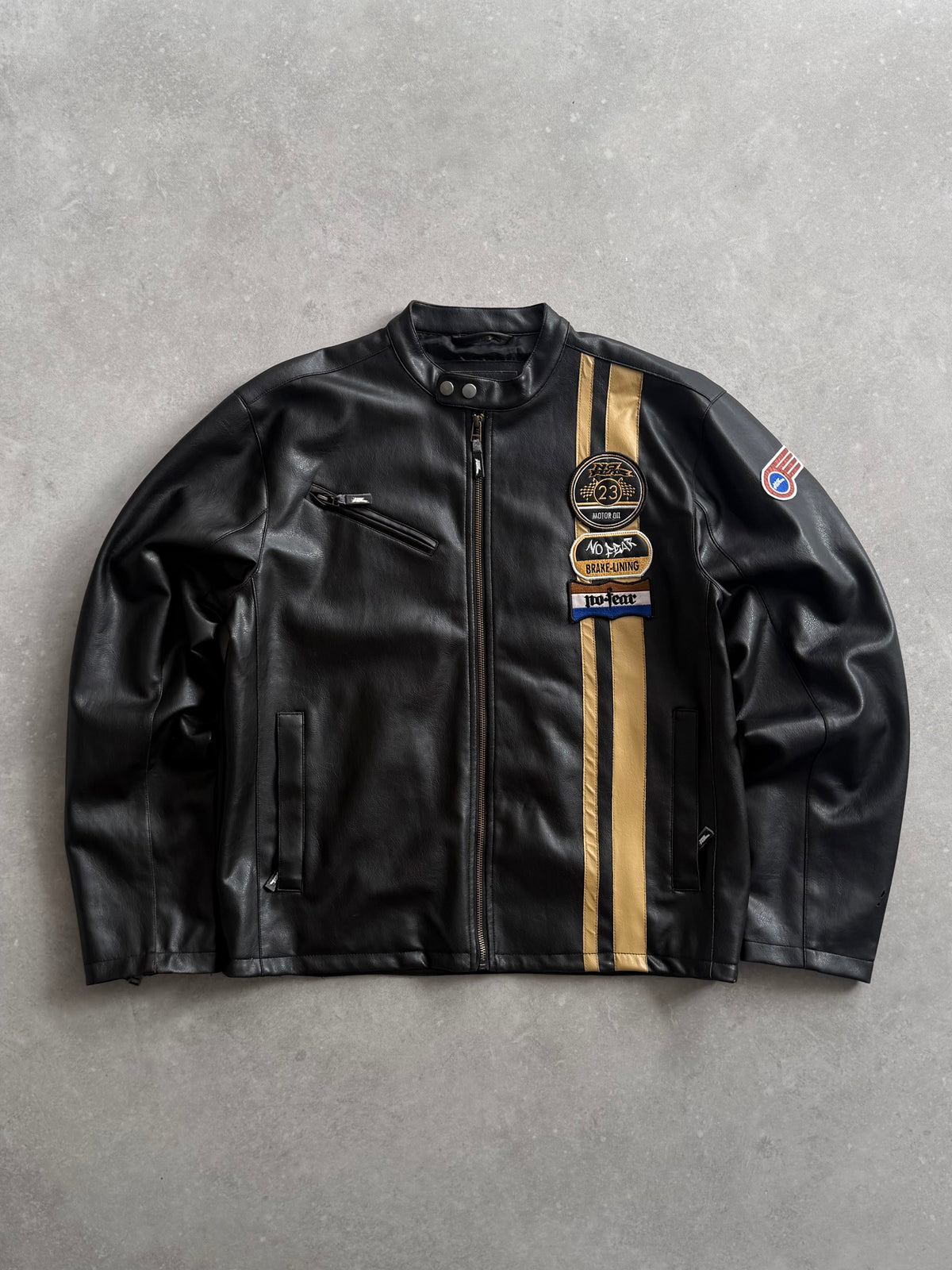 Vintage No Fear Faux Leather Jacket (M)