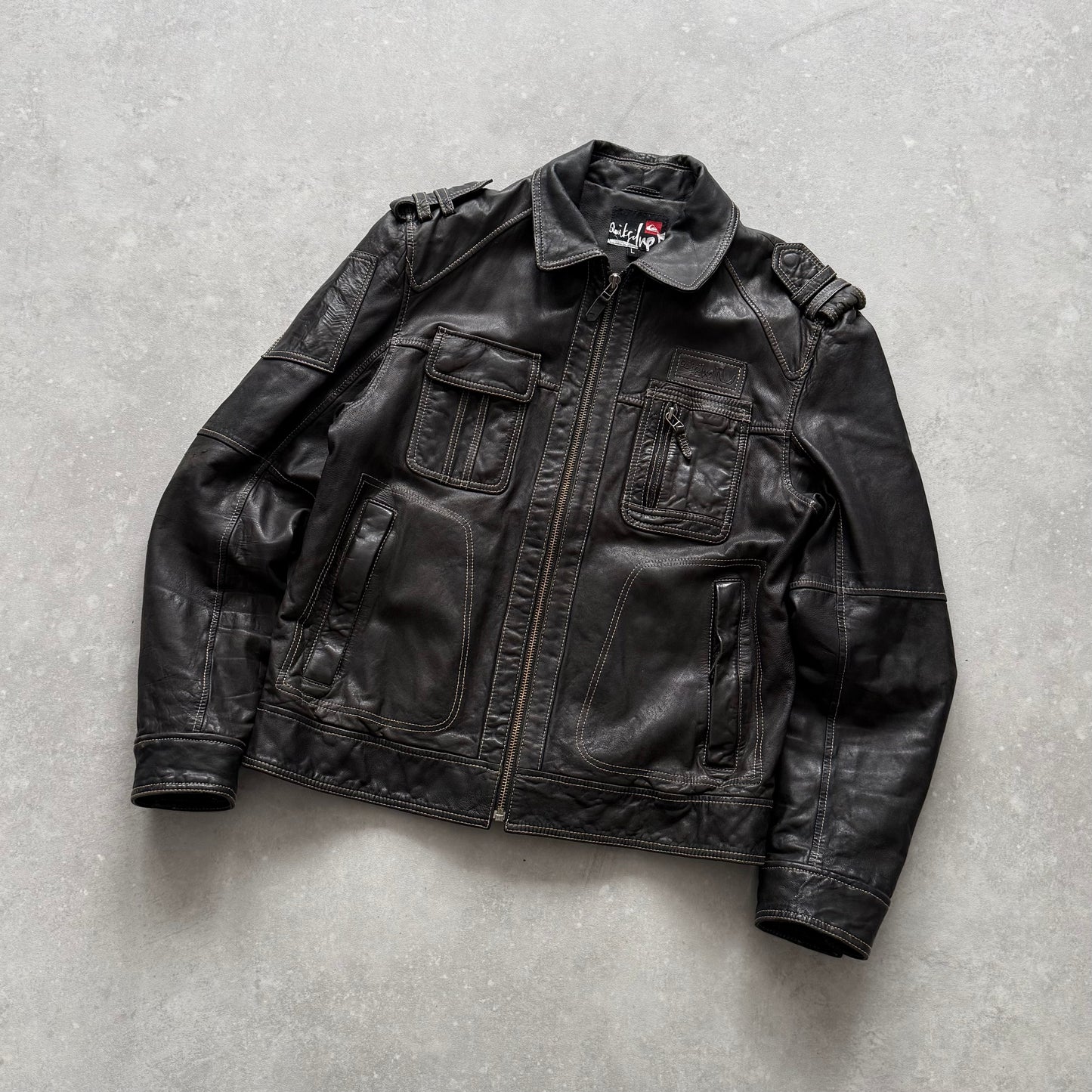 00's Quiksilver Leather Jacket (M)